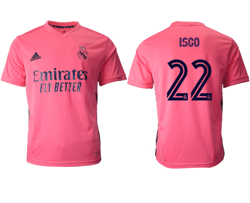 Men 2020-2021 club Real Madrid away aaa version #22 pink Soccer Jerseys